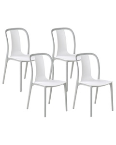 Beliani, Beliani Gartenstuhl Kunststoff weiss / grau 4er Set Spezia, Beliani - Gartenstuhl 4er Set aus Kunststoff Modern SPEZIA, One Size, Taubengrau