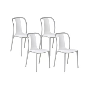 Beliani, Beliani Gartenstuhl Kunststoff weiss / grau 4er Set Spezia, Beliani - Gartenstuhl 4er Set aus Kunststoff Modern SPEZIA, One Size, Taubengrau