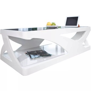 mutoni casual, Couchtisch 120x60x38cm weiss-schwarz Fiberglas, Couchtisch 120x60x38cm weiss-schwarz Fiberglas