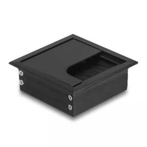 Delock, 66855 Kabel-Organizer Tisch/Bank Cable grommet Schwarz 1 Stück(e), Delock Einbaurahmen für Tisch mit Bürste 80x80x28mm, Schwarz