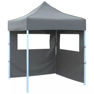 vidaXL, vidaXL Profi-Partyzelt Faltbar mit 2 Seitenwänden 2×2m Stahl Anthrazit, vidaXL Profi-Partyzelt Faltbar mit 2 Seitenwänden 2×2m Stahl Anthrazit