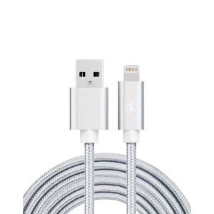B2X, B2X - USB-auf-Lightning-Kabel, 2,4 A, 3 m, Nylon ? Silber, 3 Monate