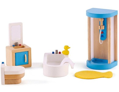 Hape, Hape Familienbad 7-teilig aus Holz in bunt, Hape Puppenmöbel »Familienbad 7tlg.«