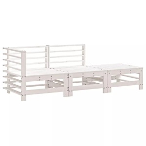 vidaXL, vidaXL 3-tlg. Garten-Lounge-Set Weiß Massivholz Kiefer, vidaXL 3-tlg. Garten-Lounge-Set Weiß Massivholz Kiefer