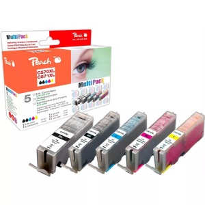 Peach, Peach Spar Pack Tintenpatronen XL kompatibel zu Canon PGI-570XL, CLI-571XL, Peach Tintenpatrone »Canon PGI-570XL / CLI-571 C, M, Y, 2x BK«, (1 St.)