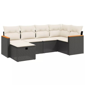 vidaXL, vidaXL 6-tlg. Garten-Sofagarnitur mit Kissen Schwarz Poly Rattan, vidaXL 6-tlg. Garten-Sofagarnitur mit Kissen Schwarz Poly Rattan
