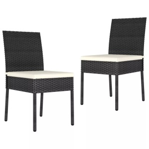vidaXL, vidaXL Garten-Essstühle 2 Stk. Poly Rattan Schwarz