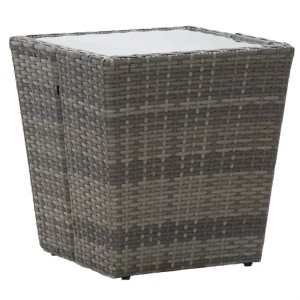 Diverse Hardware, Beistelltisch Grau 41,5x41,5x43 cm Hartglas, vidaXL Beistelltisch Grau 41,5x41,5x43 cm Poly Rattan und Hartglas