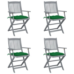 vidaXL, vidaXL Klappbare Gartenstühle 4 Stk. mit Kissen Massivholz Akazie