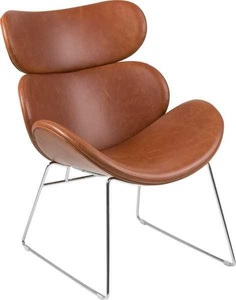 Studio Copenhagen, home24 Sessel Montola I Kunstleder Cognac, MID.YOU Sessel in lederlook cognac , Cazar -Trend- , Textil , 65x85x75 cm , verchromt,Lederlook , 001749038704