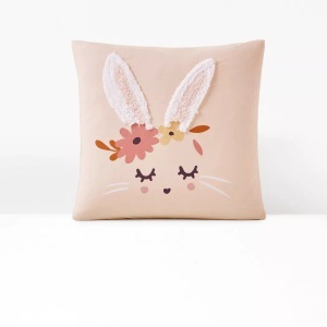 LA REDOUTE INTERIEURS, Kopfkissenbezug Lapin fleuri, Bio-Baumwolle, Kopfkissenbezug Lapin fleuri, Bio-Baumwolle