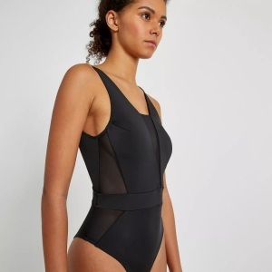LA REDOUTE COLLECTIONS, Badeanzug mit Tülleinsätzen, La Redoute Collections - Badeanzug mit Mesh-Einsätzen, für Damen, Schwarz, Größe 40