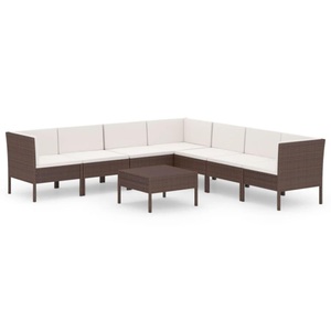 vidaXL, vidaXL 8-tlg. Garten-Lounge-Set mit Auflagen Poly Rattan Braun