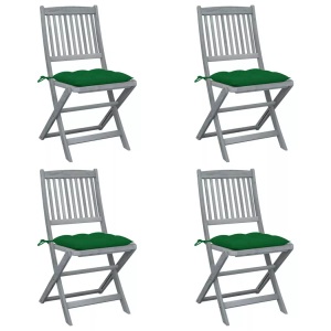 vidaXL, vidaXL Klappbare Gartenstühle 4 Stk. mit Kissen Massivholz Akazie, vidaXL Klappbare Gartenstühle 4 Stk. mit Kissen Massivholz Akazie