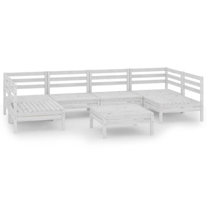 vidaXL, vidaXL 7-tlg. Garten-Lounge-Set Weiß Massivholz Kiefer