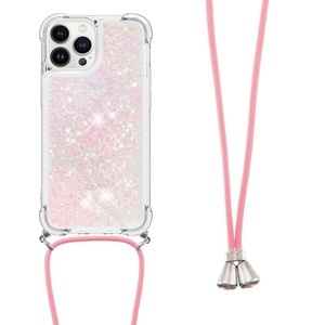Cover-Discount, iPhone 15 Pro Max - Glitzer Hülle mit Umhängeband, Cover-Discount - iPhone 15 Pro Max Glitzer Hülle mit Umhängeband, Weiss Bunt