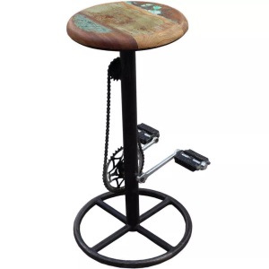 mutoni living, Barhocker Dubai antik bunt, Barhocker mit Fahrradkette und Pedalen