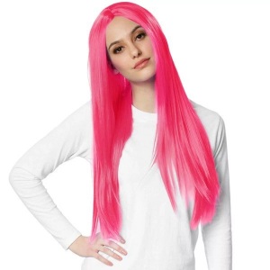 TecTake, Perücke Lange Haare glatt Pink, Tectake - Perücke Lange Haare glatt, One Size, Pink