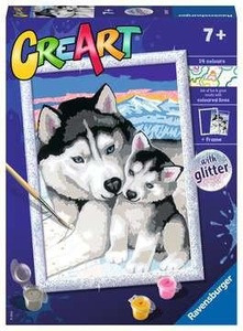 Ravensburger, Ravensburger Malen nach Zahlen CreArt: Cute Huskies, Ravensburger Malen nach Zahlen »MnZ Serie D Cute Huskies«