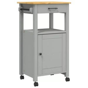 vidaXL, vidaXL Küchenwagen MONZA 48x40x90 cm Massivholz Kiefer, VidaXL - Küchenwagen kiefernholz, One Size, Grau