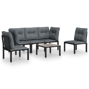 vidaXL, vidaXL 6-tlg. Garten-Lounge-Set Schwarz und Grau Poly Rattan
