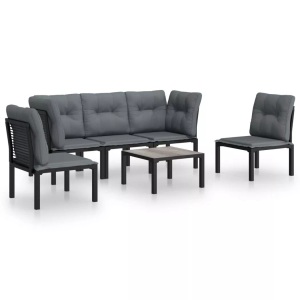 vidaXL, vidaXL 6-tlg. Garten-Lounge-Set Schwarz und Grau Poly Rattan