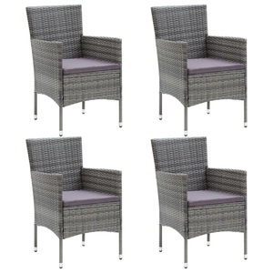 vidaXL, vidaXL Garten-Essstühle 4 Stk. Poly Rattan Grau, vidaXL Garten-Essstühle 4 Stk. Poly Rattan Grau