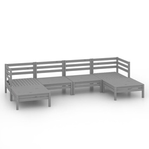 vidaXL, vidaXL 6-tlg. Garten-Lounge-Set Grau Massivholz Kiefer