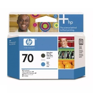 Hp, HP 70 Mattschwarz und Cyan Druckkopf, Hewlett Packard Druckkopf, blau/matt-schwarz, No.70, C9404A