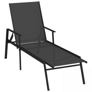 vidaXL, vidaXL Sonnenliege Stahl und Textilene Schwarz, vidaXL Sonnenliege Stahl und Textilene Schwarz