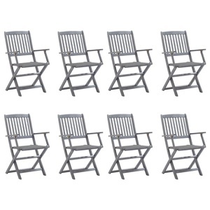 vidaXL, vidaXL Klappbare Gartenstühle 8 Stk. mit Kissen Massivholz Akazie, vidaXL Klappbare Gartenstühle 8 Stk. mit Kissen Massivholz Akazie