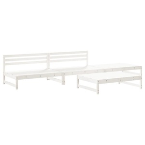vidaXL, vidaXL 4-tlg. Garten-Lounge-Set Weiß Massivholz Kiefer, vidaXL 4-tlg. Garten-Lounge-Set Weiß Massivholz Kiefer