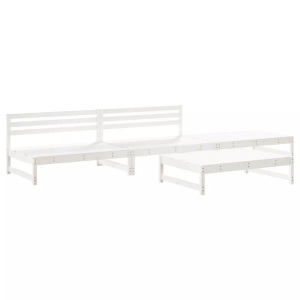 vidaXL, vidaXL 4-tlg. Garten-Lounge-Set Weiß Massivholz Kiefer, vidaXL 4-tlg. Garten-Lounge-Set Weiß Massivholz Kiefer