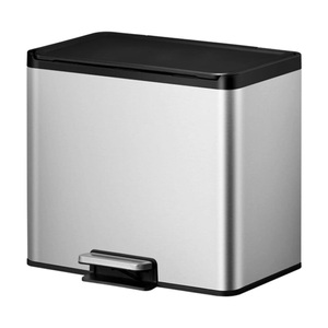 Eko, EKO Tretmülleimer Essential 3x9 L Mattsilber, EKO Treteimer Recycler, Stahl, 27 l, 3-fach-Sammler, Edelstahl
