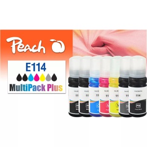 Peach, Peach Spar Pack Plus Tintenpatronen, kompatibel zu Epson No. 114, Tintenpatrone »Peach Epson CISS 114 MultiPack+ C/M/Y/G/FBK/2x BK«, (7 St.)
