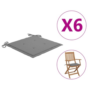 vidaXL, vidaXL Gartenstuhl-Sitzkissen 6 Stk. Grau 40x40x4 cm Stoff, vidaXL Gartenstuhl-Kissen 6 Stk. Grau 40x40x3 cm Oxford-Gewebe