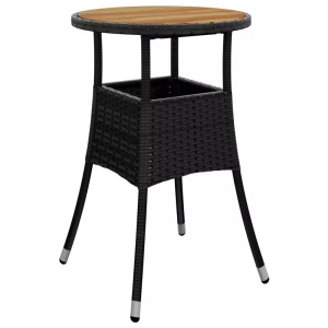 vidaXL, vidaXL Gartentisch Ø60x75 cm Akazienholz und Poly Rattan Schwarz, vidaXL Gartentisch Ø60x75 cm Akazienholz und Poly Rattan Schwarz