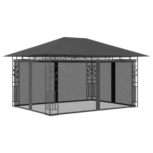 vidaXL, vidaXL Pavillon mit Moskitonetz 4x3x2,73 m Anthrazit 180 g/m², vidaXL Pavillon mit Moskitonetz 4x3x2,73 m Anthrazit 180 g/m²
