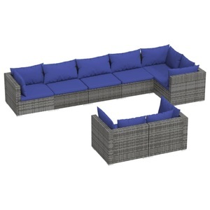 vidaXL, vidaXL 8-tlg. Garten-Lounge-Set mit Kissen Grau Poly Rattan, 