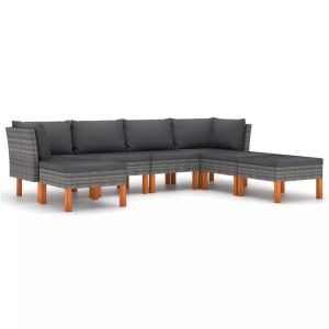vidaXL, vidaXL 7-tlg. Garten-Lounge-Set mit Kissen Poly Rattan Grau, vidaXL 7-tlg. Garten-Lounge-Set mit Kissen Poly Rattan Grau