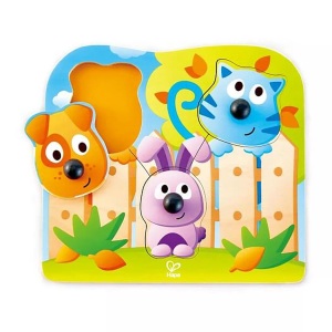 Hape, Hape Knopfpuzzle Haustiere - bunt, Hape Knopfpuzzle Haustiere (Kinderpuzzle)