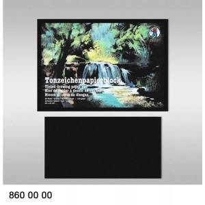Ursus, URSUS Tonzeichenpapier-Block 24x34cm 8600000 schwarz 130g. 30 Blatt