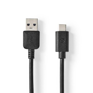 Nedis, USB-Kabel | USB 3.2 Gen 2 | USB-A Stecker | USB-C? Stecker | 60 W | 10 Gbps | Vernickelt | 1,00 m | Rund | PVC | Schwarz | Box