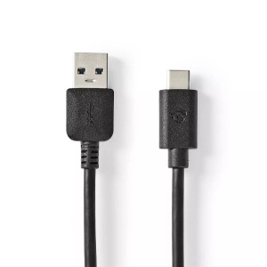 Nedis, USB-Kabel | USB 3.2 Gen 2 | USB-A Stecker | USB-C? Stecker | 60 W | 10 Gbps | Vernickelt | 1,00 m | Rund | PVC | Schwarz | Box