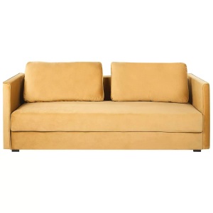 Beliani, Schlafcouch aus Samtstoff Modern EKSJO Schlafcouch aus Samtstoff Modern EKSJO, Beliani - Schlafsofa aus Samtstoff Modern EKSJO, One Size, Gelb Orangé
