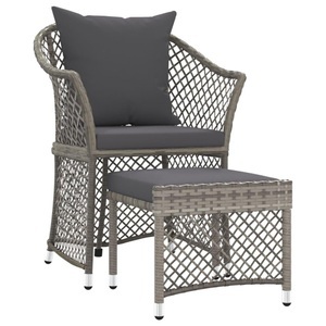 vidaXL, vidaXL 2-tlg. Garten-Lounge-Set mit Kissen Grau Poly Rattan, vidaXL 2-tlg. Garten-Lounge-Set mit Kissen Grau Poly Rattan