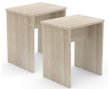 VCM, 2er Set Holz Sitzhocker Würfel Fußablage Beistelltisch Esal 2er Set Holz Sitzhocker Würfel Fußablage Beistelltisch Esal, VCM - 2er Set Holz Sitzhocker Würfel Fußablage Beistelltisch Esal, 45cm, Sonoma-Eiche