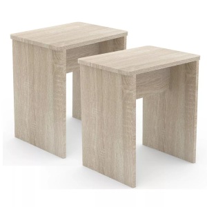 VCM, 2er Set Holz Sitzhocker Würfel Fußablage Beistelltisch Esal 2er Set Holz Sitzhocker Würfel Fußablage Beistelltisch Esal, VCM - 2er Set Holz Sitzhocker Würfel Fußablage Beistelltisch Esal, 45cm, Sonoma-Eiche