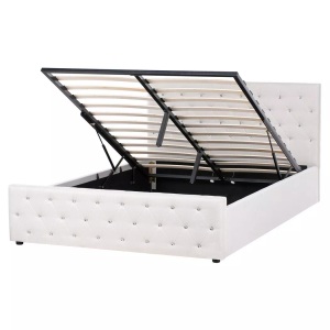 Beliani, Beliani - Bett mit Stauraum aus Stoff Glamourös AMIENS, 160X200CM, Perle