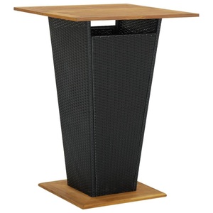 vidaXL, vidaXL Bartisch Schwarz 80x80x110 cm Poly Rattan und Massivholz Akazie